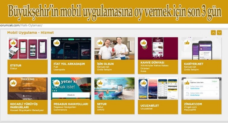 Büyükşehir'in mobil uygulamasına oy vermek için son 3 gün