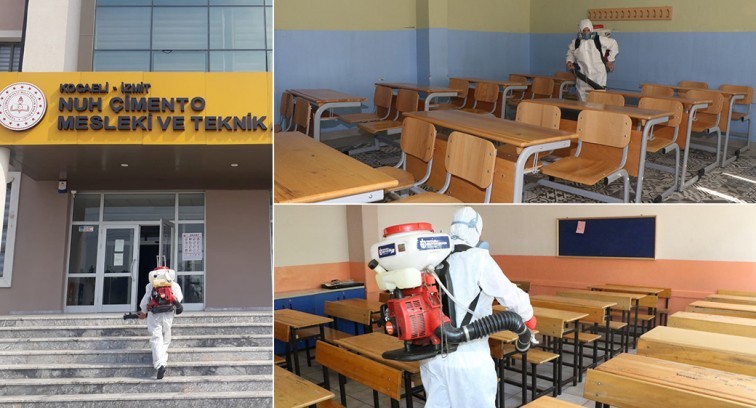 Sınavlara ev sahipliği yapacak okullar dezenfekte ediliyor
