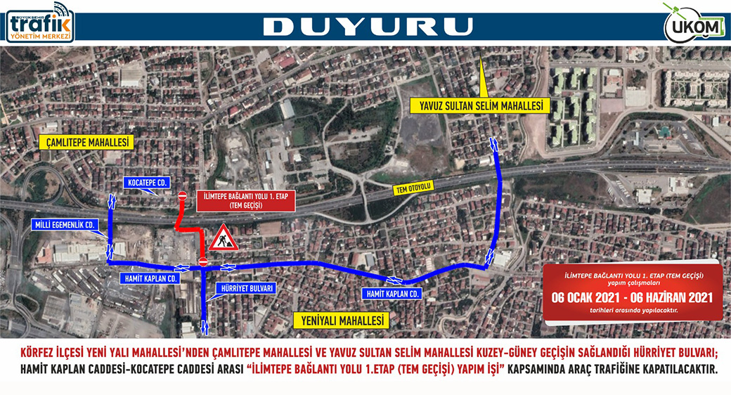 korfez de gecici guzergah uygulamasi