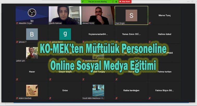 KO-MEK'ten Müftülük Personeline Online Sosyal Medya Eğitimi