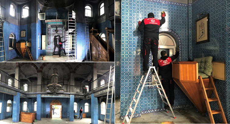 Büyükşehir'in Bahtiyar Camii'nde onarım çalışmaları sürüyor